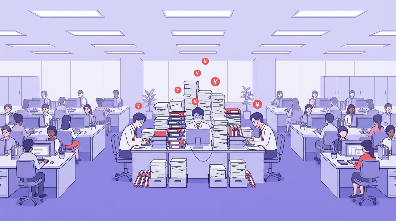 大人数企業の経理業務人件費イメージ